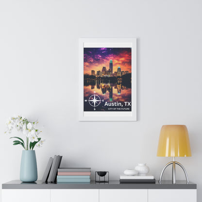 Austin Texas Framed Vertical Poster