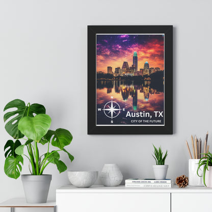 Austin Texas Framed Vertical Poster