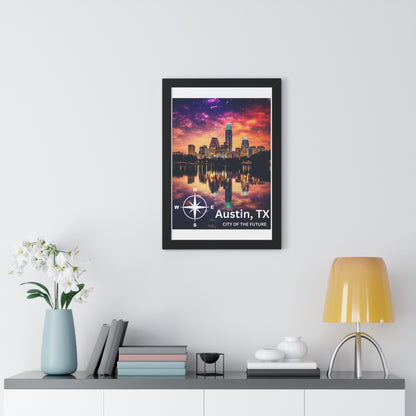 Austin Texas Framed Vertical Poster