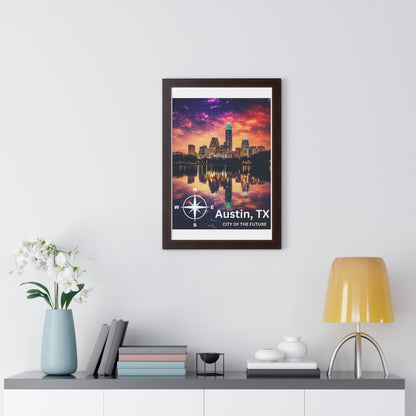 Austin Texas Framed Vertical Poster