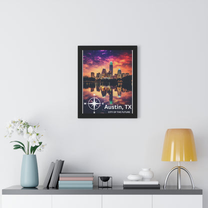 Austin Texas Framed Vertical Poster