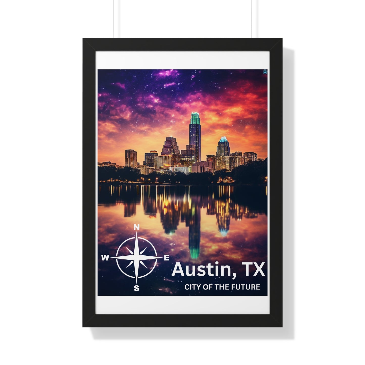 Austin Texas Framed Vertical Poster