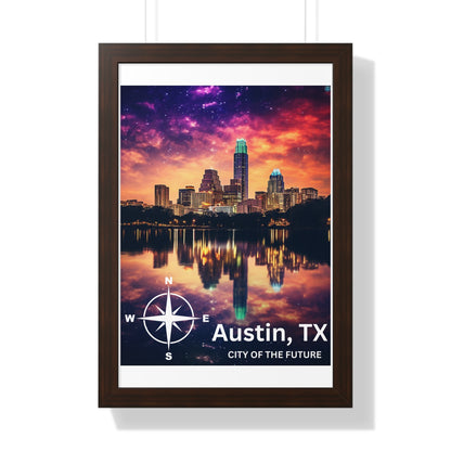 Austin Texas Framed Vertical Poster