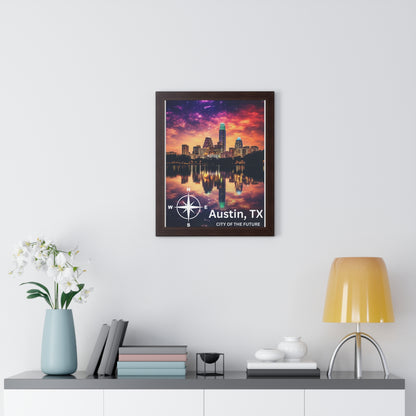 Austin Texas Framed Vertical Poster