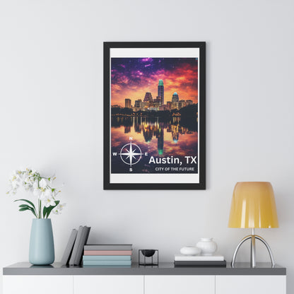 Austin Texas Framed Vertical Poster